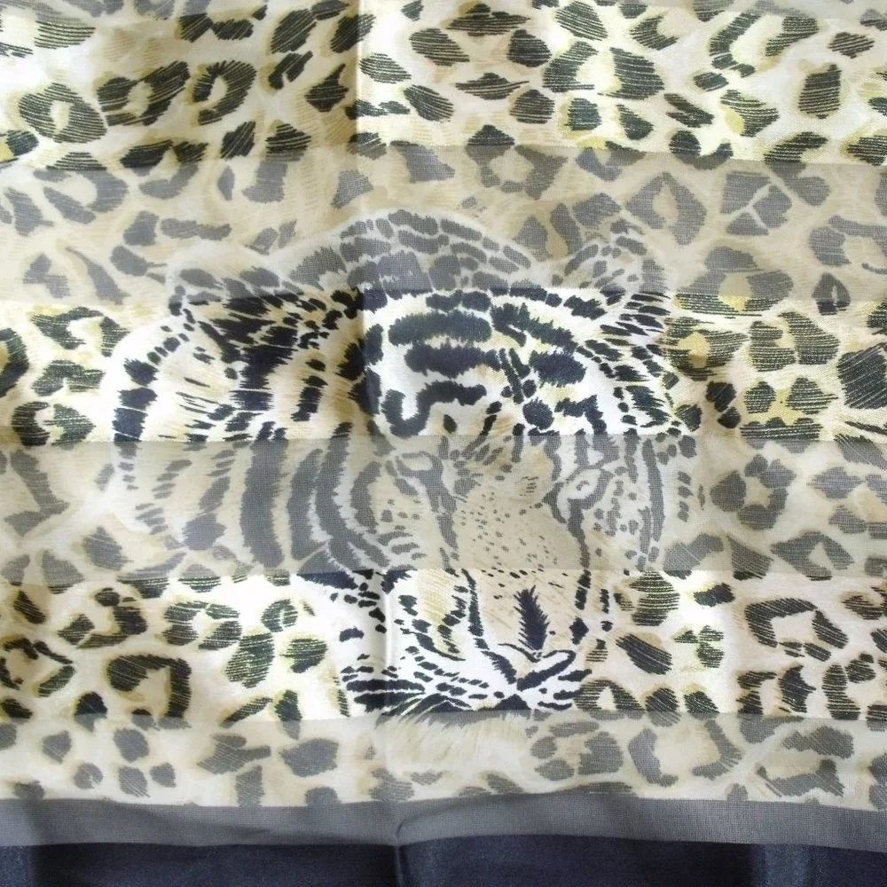 Silk Feel Large Leopard Print Cat Scarf